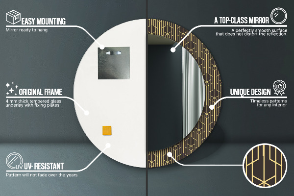 Specchio tondo con cornice stampata Astratto