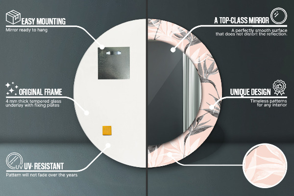 Specchio tondo stampato Paradiso degli uccelli