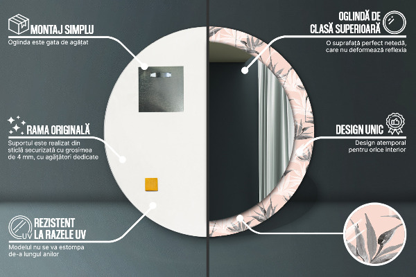 Specchio tondo stampato Paradiso degli uccelli