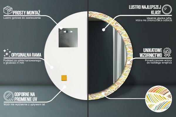 Specchio tondo stampato Astratto