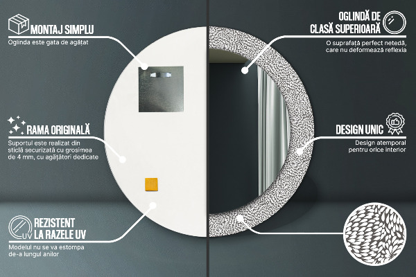 Specchio tondo stampato Pattern floreale