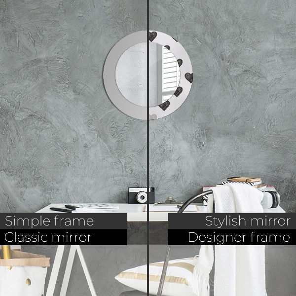 Specchio tondo stampato Cuori astratti