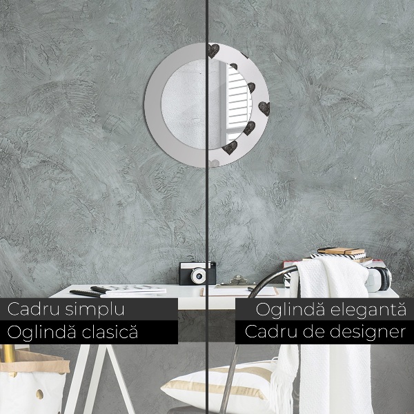 Specchio tondo stampato Cuori astratti