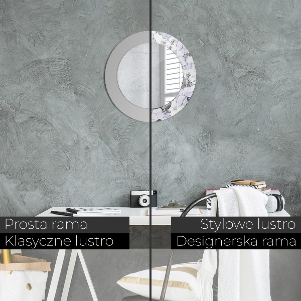 Specchio tondo stampato Rose blu