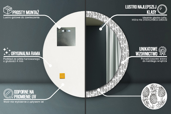 Specchio tondo decoro Ananas