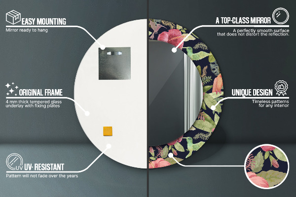 Specchio tondo stampato Fiori di ibisco