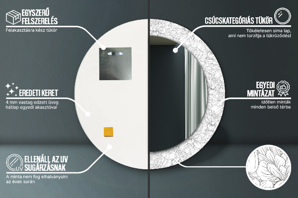 Specchio tondo stampato Fiori di lotos