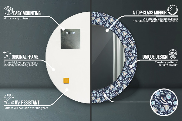 Specchio tondo stampato Pattern boho