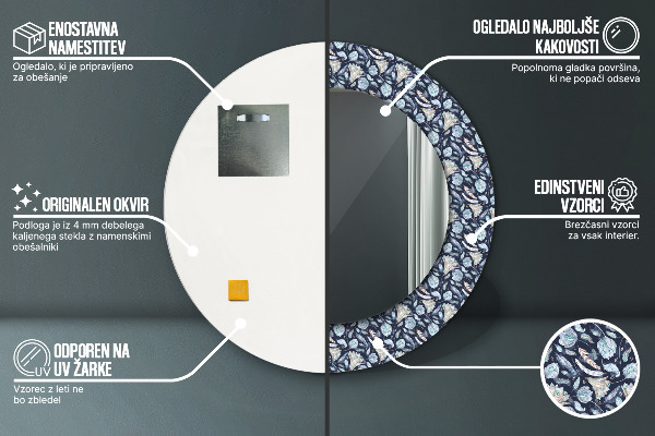 Specchio tondo stampato Pattern boho