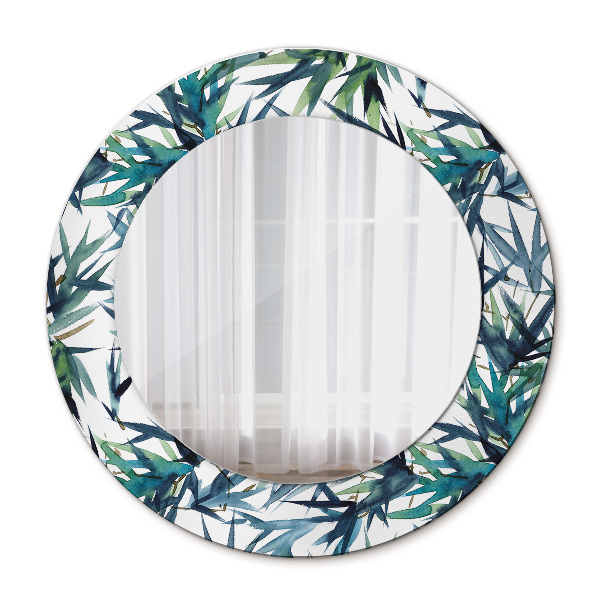 Specchio tondo stampato Palme blu
