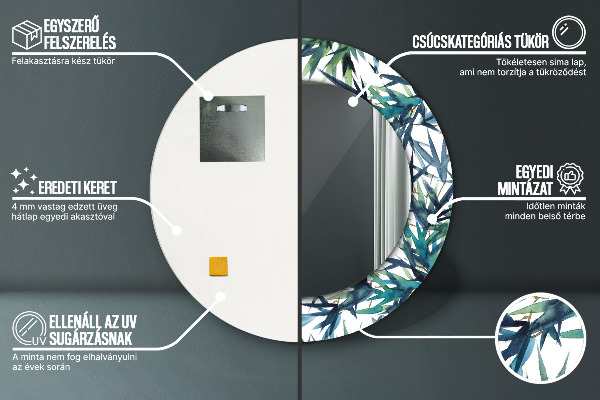 Specchio tondo stampato Palme blu