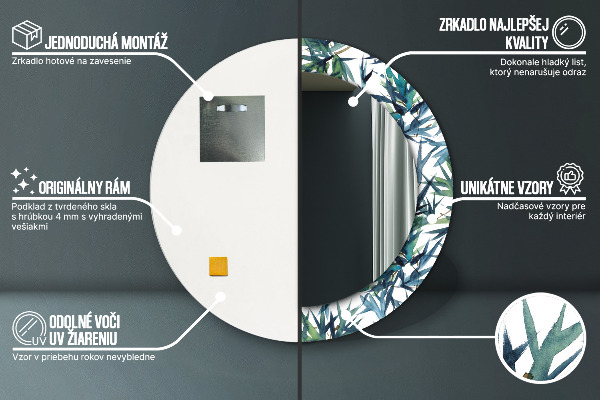 Specchio tondo stampato Palme blu