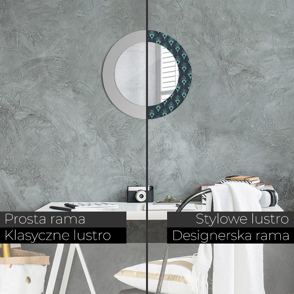 Specchio tondo stampato Motivo floreale