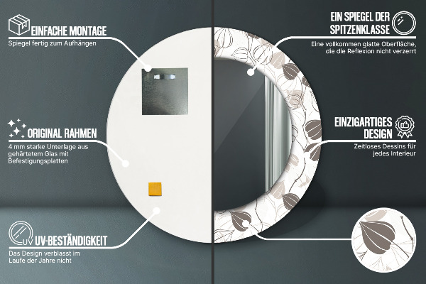 Specchio tondo stampato Floreale astratto