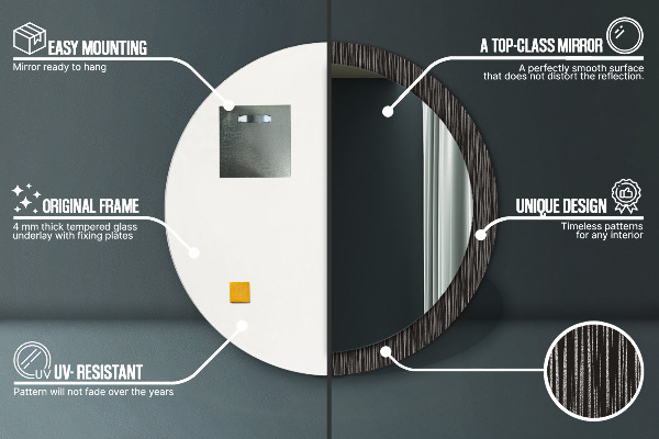 Specchio tondo stampato Astratto metallico