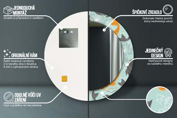 Specchio tondo stampato Carpa cinese