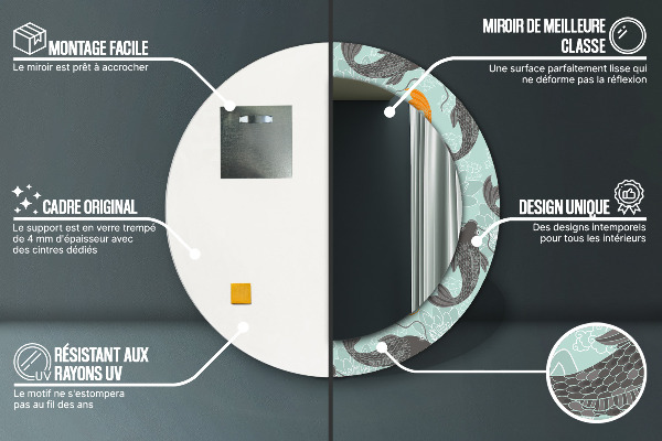 Specchio tondo stampato Carpa cinese