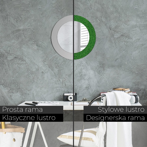 Specchio tondo stampato erba verde