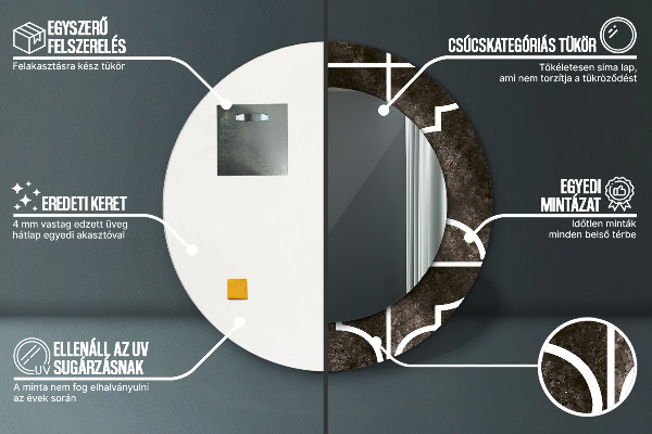 Specchio tondo stampato Piastrelle antiche