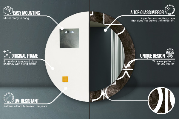 Specchio tondo stampato Piastrelle antiche