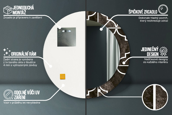 Specchio tondo stampato Piastrelle antiche