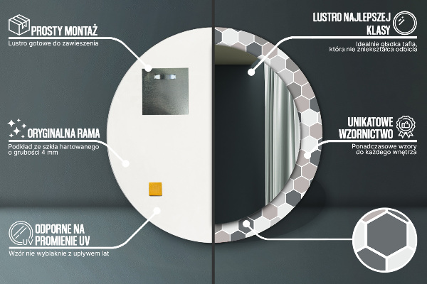 Specchio tondo stampato Pattern esagonale