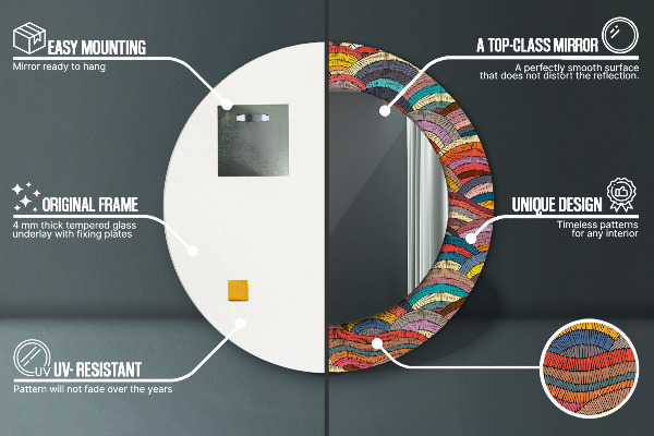 Specchio tondo stampato Ornamento bohimico