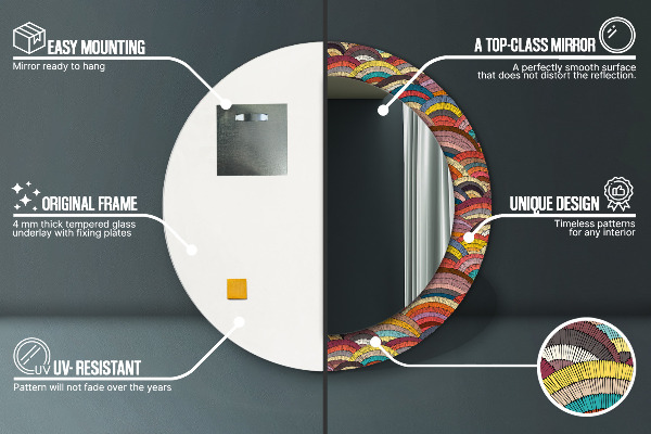 Specchio tondo stampato Ornamento bohimico