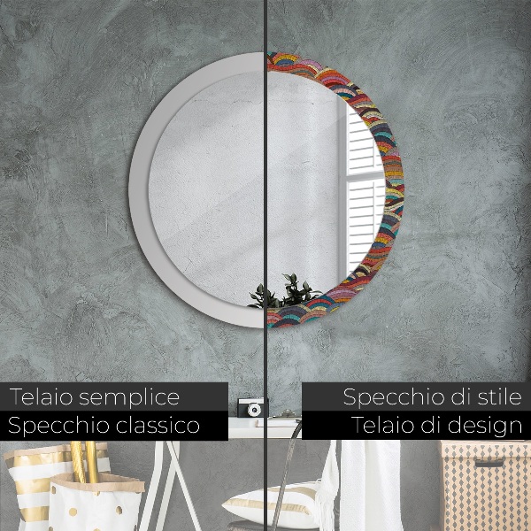 Specchio tondo stampato Ornamento bohimico