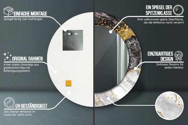 Specchio tondo decoro Marmo e oro