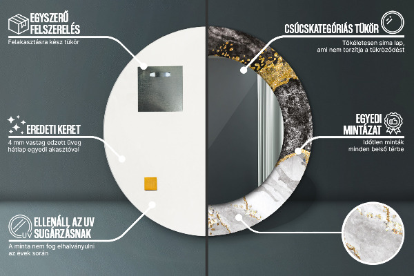 Specchio tondo decoro Marmo e oro