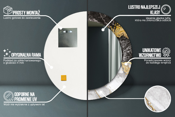 Specchio tondo decoro Marmo e oro