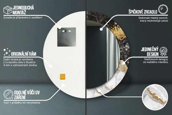 Specchio tondo decoro Marmo e oro