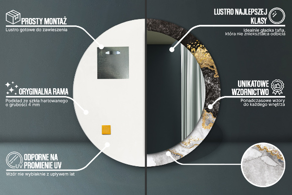 Specchio tondo decoro Marmo e oro