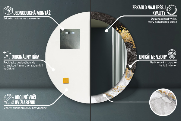 Specchio tondo decoro Marmo e oro