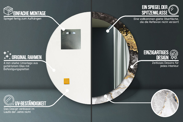 Specchio tondo decoro Marmo e oro