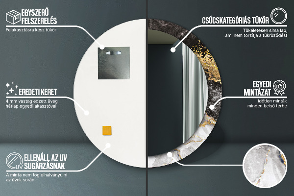 Specchio tondo decoro Marmo e oro