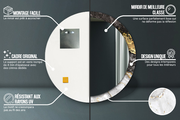 Specchio tondo decoro Marmo e oro