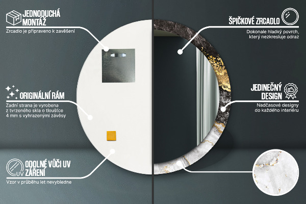 Specchio tondo decoro Marmo e oro