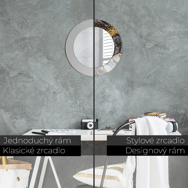 Specchio tondo decoro Marmo e oro