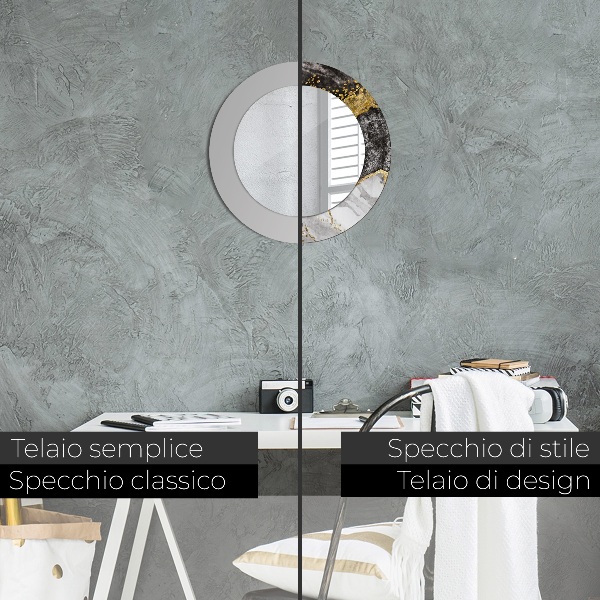 Specchio tondo decoro Marmo e oro