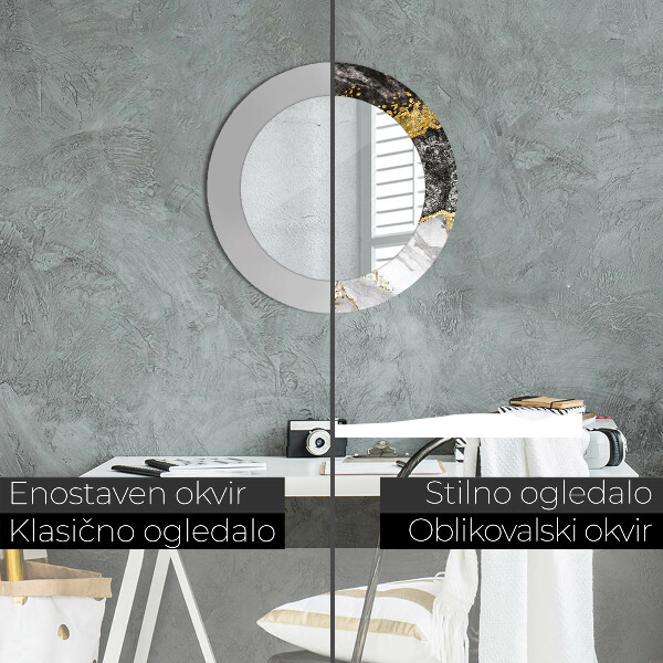 Specchio tondo decoro Marmo e oro