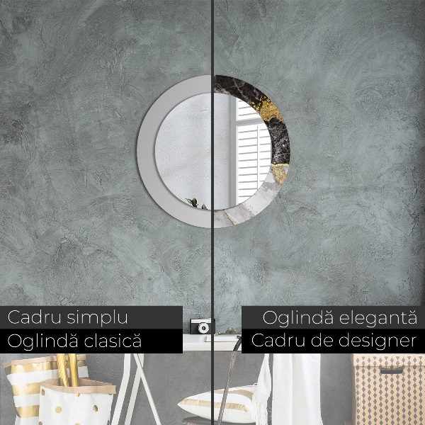 Specchio tondo decoro Marmo e oro