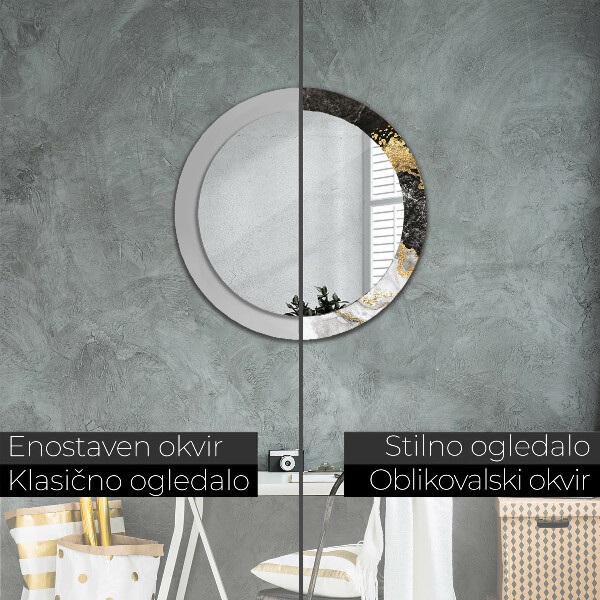 Specchio tondo decoro Marmo e oro
