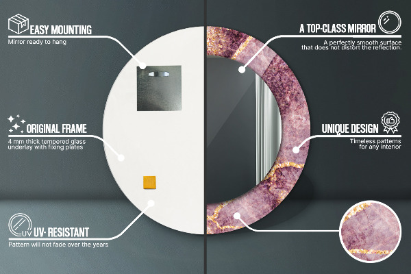 Specchio tondo decoro Marmo con aggiunta di oro