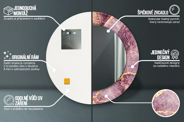 Specchio tondo decoro Marmo con aggiunta di oro