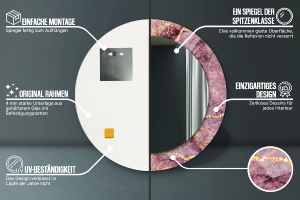 Specchio tondo decoro Marmo con aggiunta di oro