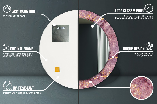 Specchio tondo decoro Marmo con aggiunta di oro