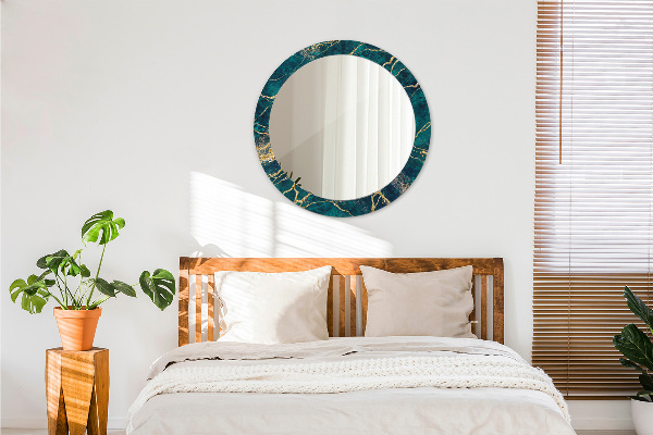 Specchio tondo decoro Marmo di malachite verde