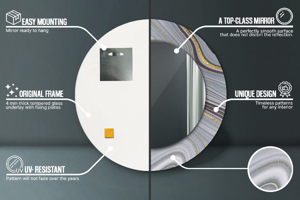 Specchio tondo decoro Marmo grigio